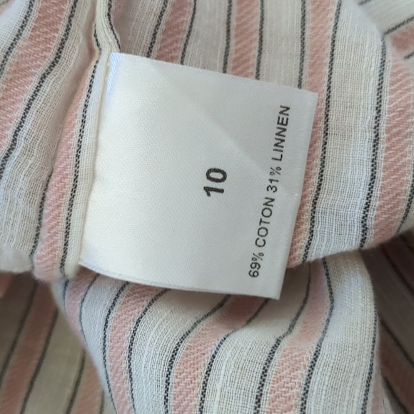 Morley Jelsa Girls Pink Striped Cotton Linen Blend Tie Back Dress - Picture 5 of 9